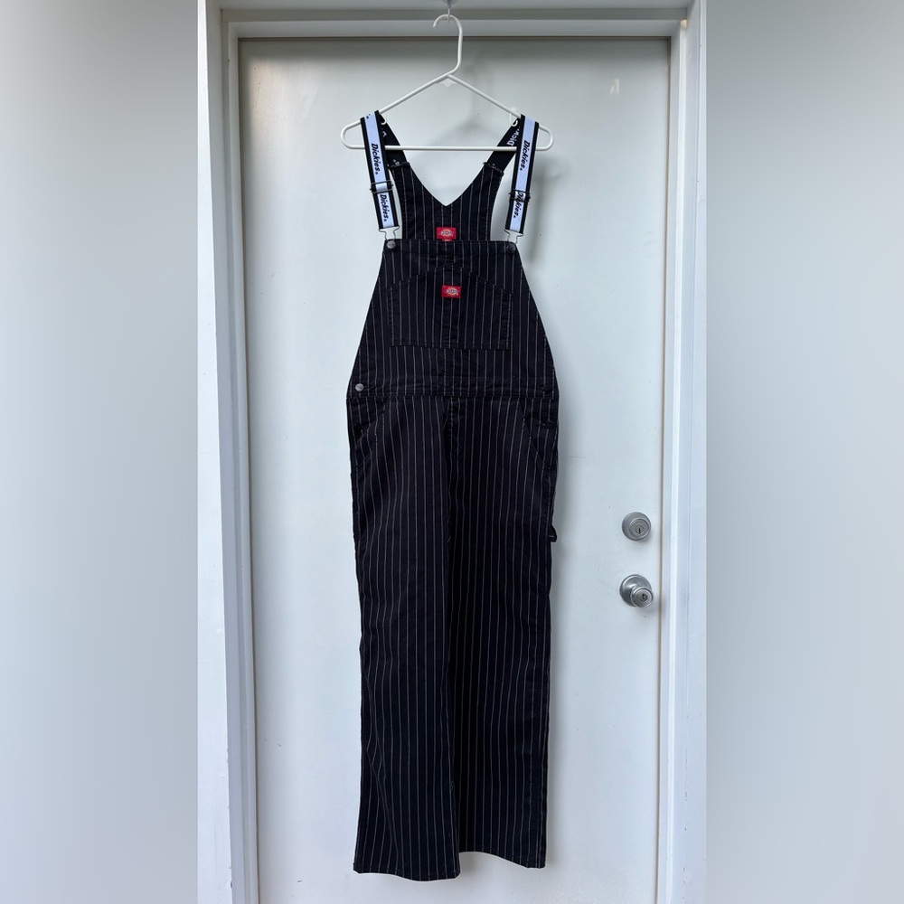Dickies Black and White Striped Overalls